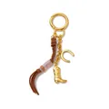 Western style gold keychain featuring horse boot and horseshoe charms with leather tassel - Boot Horseshoe Bag Chain