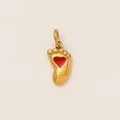 Colgante de cobre chapado en oro 18K con forma de pie de bebé y corazón rojo para DIY - Colgante de Pies de Bebé Corazón Rojo