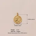 A detailed view showing dimensions and weight for this round goddess copper pendant - Goddess Artemis Moon / Pendant Only