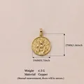 Detailed measurements and material specs for the round goddess copper pendant jewelry - Goddess Artemis Archer / Pendant Only