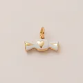 White candy shaped charm with gold heart for DIY jewelry making - Heart Candy Pendant