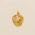 Detailed close-up of a 14k gold-plated baseball glove pendant with intricate stitching. - Baseball Glove