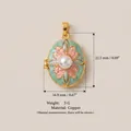 Gedetailleerde weergave van afmetingen van een bloemen emaille medaillon hanger - Groen Parel Medaillon