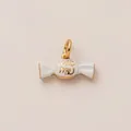 White candy-shaped pendant charm with gold 'eat me' lettering, 18K gold plated DIY jewelry - White Candy Pendant