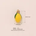 SKU variant view of 18K gold plated stainless steel lemon charm pendant with measurements - Lemon