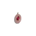 Ciondolo ovale placcato oro 18 carati con base rosa e una gemma rossa a forma di goccia d'acqua. - Pendente in Cristallo Stile 10