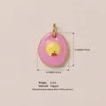 Pink and yellow enamel candy pendant charm in copper for DIY jewelry making - Guava Pendant