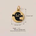 Detailed dimensions and weight of this stainless steel Halloween ghost pendant with 18K gold finish - Evil Ghost Pendant