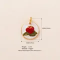 Vintage red rose enamel charm pendant in copper with gold plating for DIY jewelry - No.2 Rose Pendant