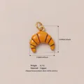 Detailed orange croissant shaped copper pendant charm with 17mm x 14mm dimensions shown clearly - Croissant Shaped Pendant / 1 Piece