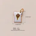 Hand-painted enamel toast bread pendant charm featuring copper base and size details - Toast Pendant