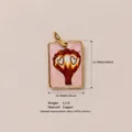 Vibrant pink drip oil candy pendant with heart pattern and gold-plated frame for jewelry - Hot Air Balloon
