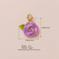 Purple rose candy pendant charm in copper with gold plating for DIY jewelry - Purple Flower