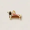 Hand-painted enamel dachshund hot dog pendant with 18K gold plated ring - Hotdog Dachshund Charm