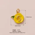 Elegant yellow rose flower enamel candy series pendant charm made of copper with gold finish - Yellow Flower