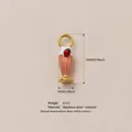 Detail view of pink milkshake enamel pendant with stainless steel measurements - Ice Cream Cone Pendant Only (Without Chain) / Pink