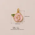 Pink rose flower drip oil pendant made of gold plated copper in 17mm size for DIY jewelry - White Flower
