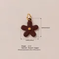 Small 14mm brown enamel flower charm pendant featuring an 18K gold plated copper loop - Brown Enamel Five-Petal Flower Pendant