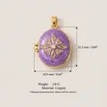 Colgante relicario vintage de esmalte morado con detalles en oro, 22,5 x 16,9 mm. - Colgante Púrpura (JXPK254018S)