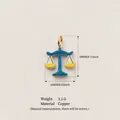 Detail view of a blue and yellow scale charm with 18mm dimension and copper material info - Libra Pendant Only (Without Chain)