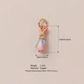Miniature bunny charm pendant in copper with colorful hand-painted oil dripping detail - No.1 Blue Rabbit Charm