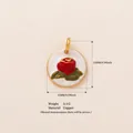 Pendentif rose rouge en émail et cuivre plaqué or pour la création de bijoux DIY - Pendentif Rose n°2 (15x15mm)