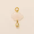 Elegante ciondolo a nuvola rosa pallido con un cristallo a goccia d'oro pendente - Ciondolo Nuvola Rosa e Goccia