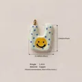 Handgemaakte U-vormige koperen hanger met blauwe stippen en geel smileygezicht DIY - Nr.5 Plastic Tas Hanger (Hanger Zonder Ketting)