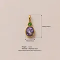 Close-up of stainless steel pendant with purple stone and 24mm height specification - Pendant Style 10 (RSPK253808Q) / 24mm x 9mm (Pendant Only) / Purple