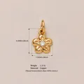 Gold flower pendant with crystal center, 1.17g copper jewelry charm for DIY necklaces. - Rhinestone Gold Small Flower Pendant