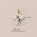 Minimalist natural floral pendant made of golden copper with leaf branch print, 20x20mm - Painted Foliage Cross Flower Pendant