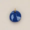 Blue round stainless steel lemon pendant with 18K gold ring for DIY jewelry making - Blue Fruit Pattern Pendant (3 Hao Tuo Yuan Li)