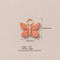 Detailed view of peach butterfly pendant with dimensions and copper material specs - Butterfly Design