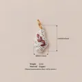 Unique cloud-shaped copper pendant with red leaf pattern and 18K gold ring for jewelry DIY - Irregular Foliage Polka Dot Pendant