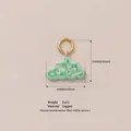 Exquisite green cloud pendant charm in copper with gold ring, 16x11mm size details - Light Green Mottled Cloud Pendant