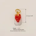 Stainless steel strawberry pendant with red enamel finish and 18K gold plating - Strawberry