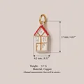Détail du charm maison en cuivre avec dimensions : 17 mm de hauteur et 3,7 g - Pendentif Maison Rouge N° 11