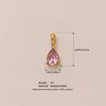 Pink teardrop birthstone pendant in gold-plated stainless steel for DIY necklace - October Birthstone Pendant Only (Without Chain) / Gold