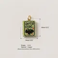 Detailed view of green copper cryptid guide book pendant with dimensions and weight - Pendant Only (Without Chain) - Cryptid Guide Book (MTPK255306Q)