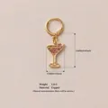 Dainty gold cocktail glass pendant with pink rhinestones for DIY jewelry making charm - Pink Rhinestone Wine Glass Pendant