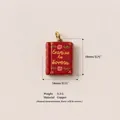 Detailed view of red book pendant with dimensions and copper material info. - Pendant Only (Without Chain) - Enemies to Lovers Book (MTPK255306Q)