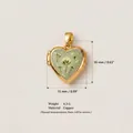 Ciondolo medaglione a cuore in rame vintage con stampa floreale verde e dimensioni - No. 1 Medaglione Cuore Dente di Leone