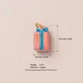 Gedetailleerd overzicht van roze geschenkdoos koperen hanger met 15,4 mm hoogte maat - Stijl 4 Cadeaudoos Hanger