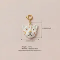 Leopard head stainless steel pendant charm in white enamel finish with size info - White Leopard