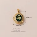 Ciondolo medaglione ovale vintage in rame dorato con motivo floreale bianco per gioielli - No. 2 Medaglione Fiore Bianco