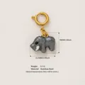 Stainless steel elephant charm pendant in 18K gold plating showing detailed dimensions - Mammoth