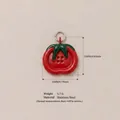 Detaillierte Größenansicht eines roten Tomaten-Knopf-Anhängers aus rostfreiem Stahl - Tomaten Anhänger
