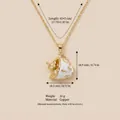 Collana in rame dorato con ciondolo gatto in una tazzina e dettagli sulle misure - Gatto Nella Tazza Da Tè / Oro