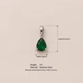 Green pear-shaped water drop pendant with stainless steel bail and size dimensions - May Birthstone Pendant Only (Without Chain) / Steel