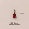 Red teardrop birthstone pendant in stainless steel with 16mm x 7mm size details - July Birthstone Pendant Only (Without Chain) / Steel